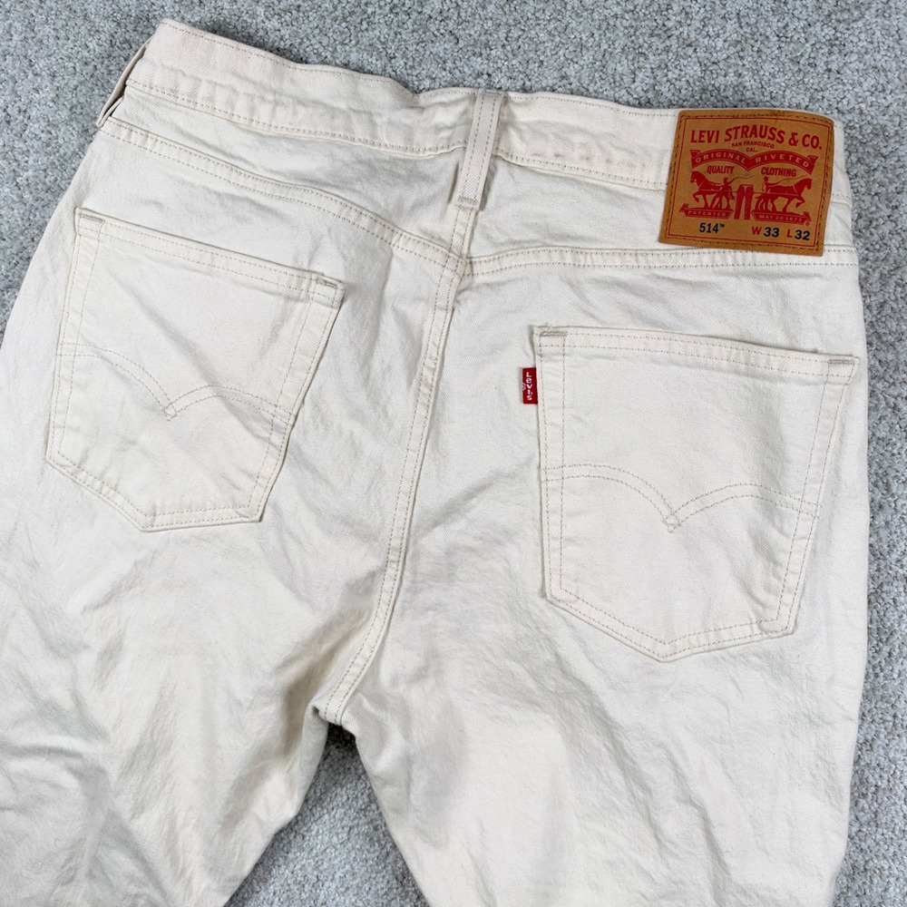 Levi's 514 Straight Pants Mens 33x32 Cream Off-White Cotton Stretch Casual